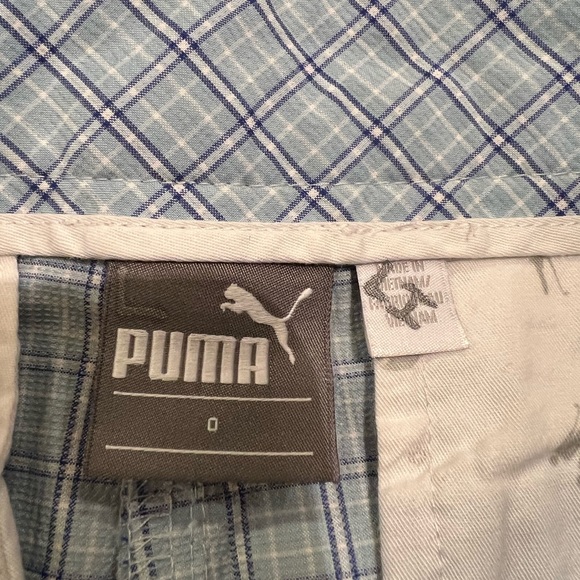 Puma Light Blue/White/Navy Plaid Bermuda Shorts - Picture 2 of 12